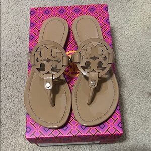 Tory Burch Tan Logo Thong Sandals